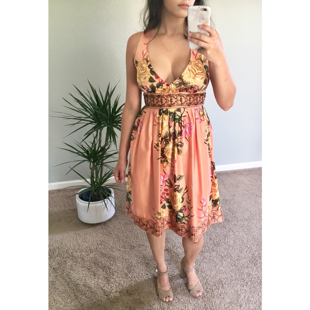 SOLD! Sexy satin floral dress